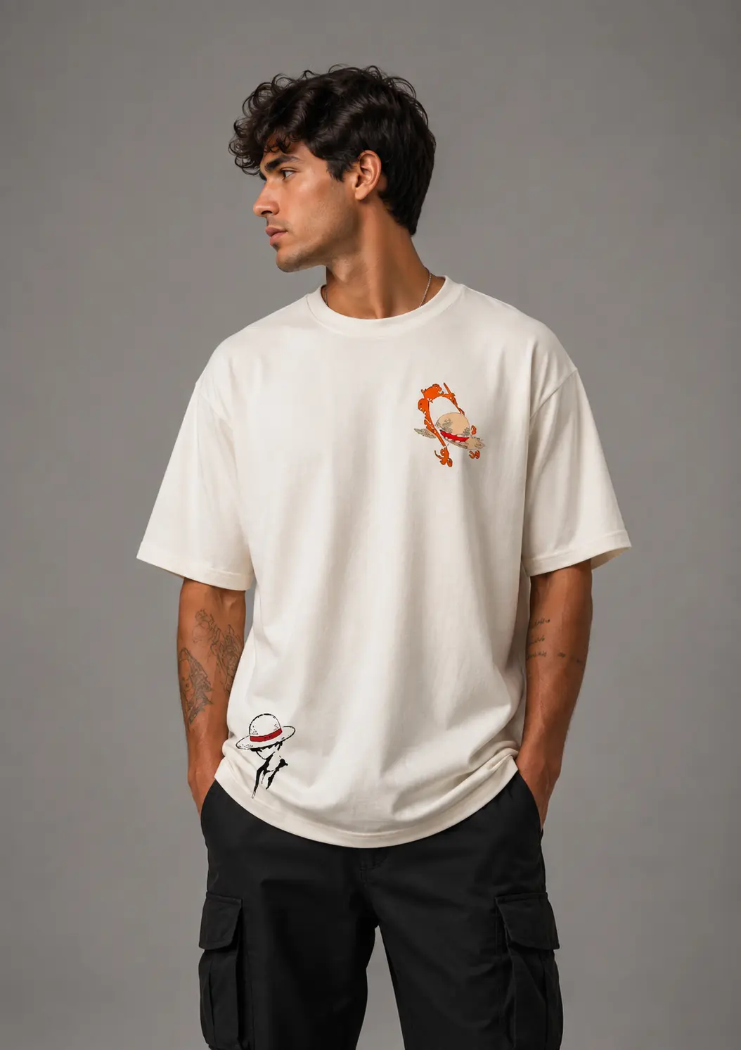 MUGIWARA FLAME OVERSIZED MEN - MARFIL